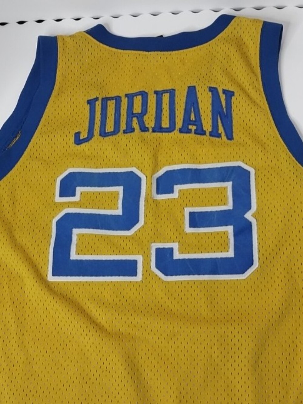 Jordan Yellow Basketball Jersey with Blue Trim and 23 Patches SIZE XL